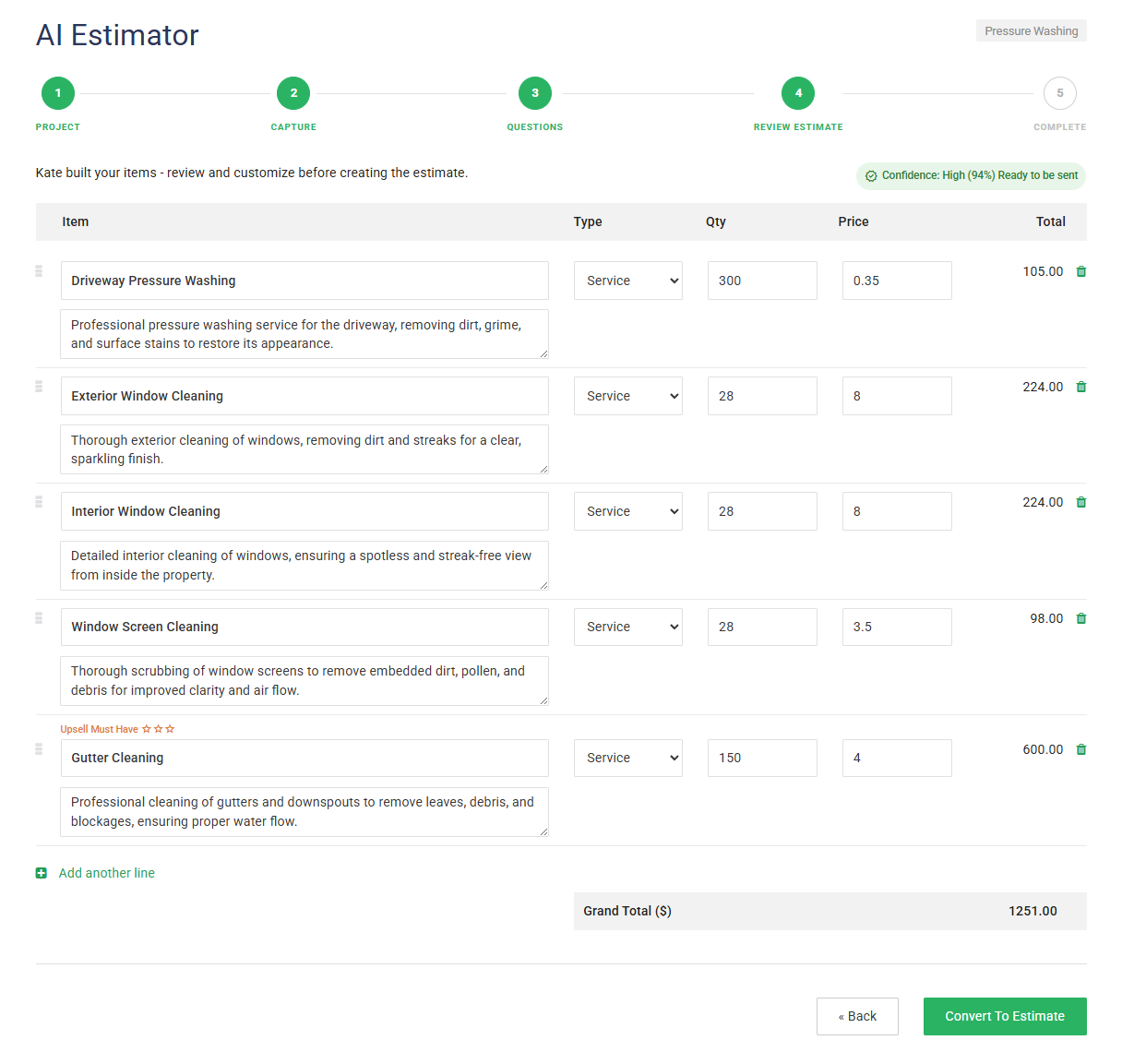 Review and send estimate